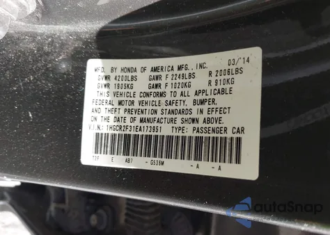 2014 Honda Accord Lx z USA, uszkodzony, nr VIN 1HGCR2F31EA173951